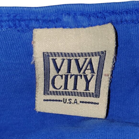 VTG Viva City T-Shirt Dress Women's M Blue Painted Fish Shell Sun Beach Coastal - Picture 5 of 6
